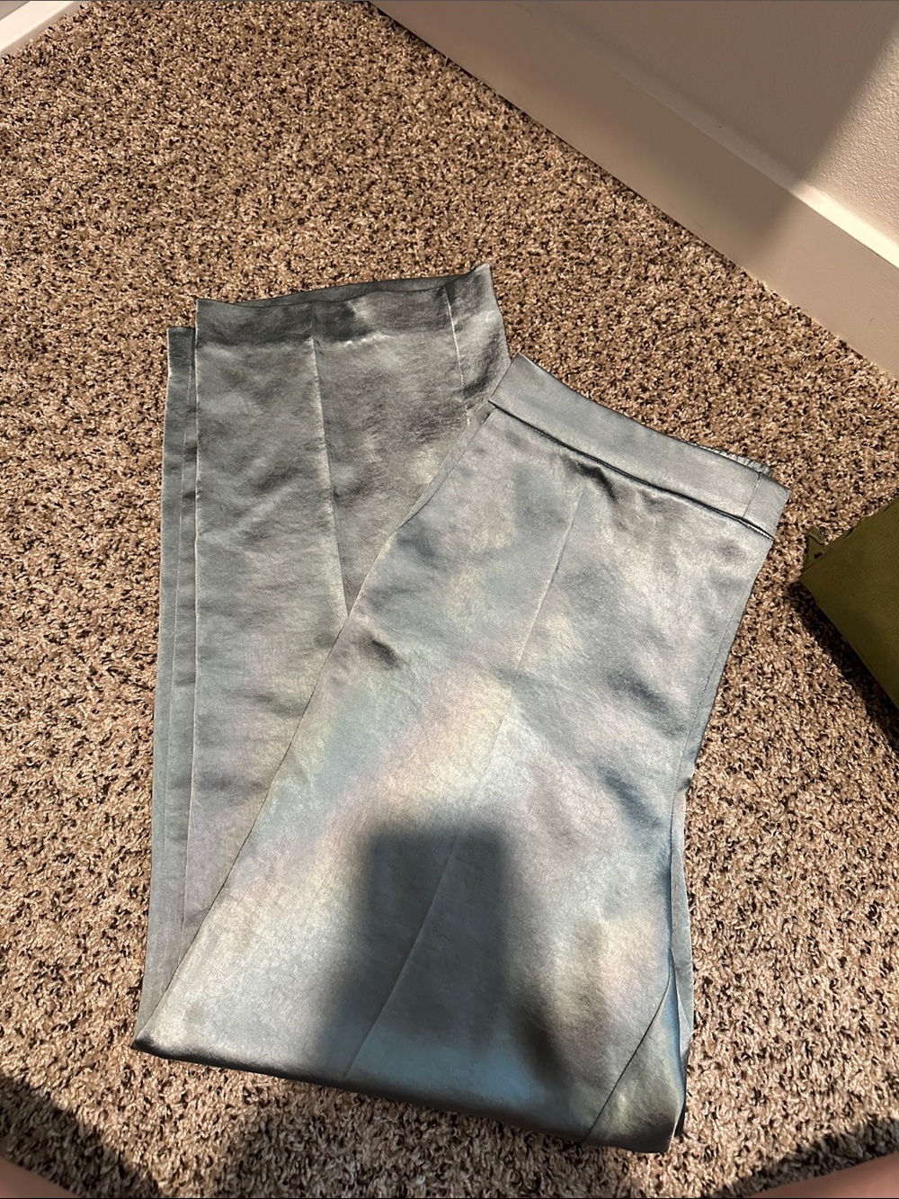 Mango Metallic Light Blue Wide-Leg Trousers